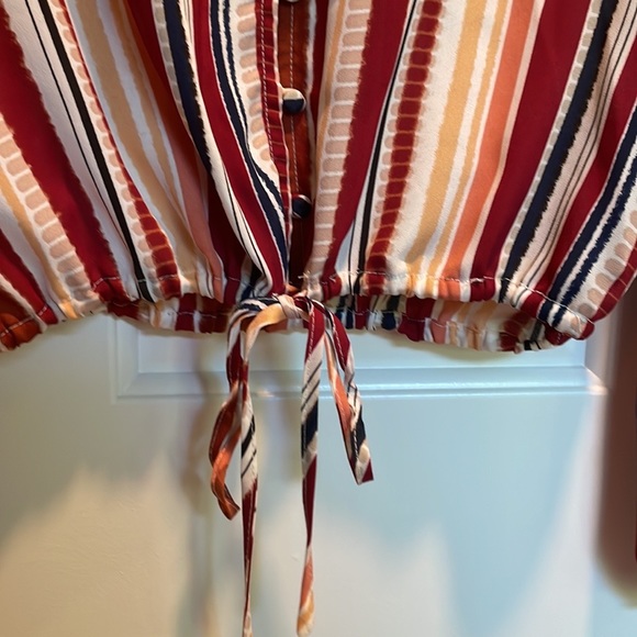 Jack by BB Dakota Brigio Orange Striped Button Up Long Sleeve Blouse - Picture 2 of 7